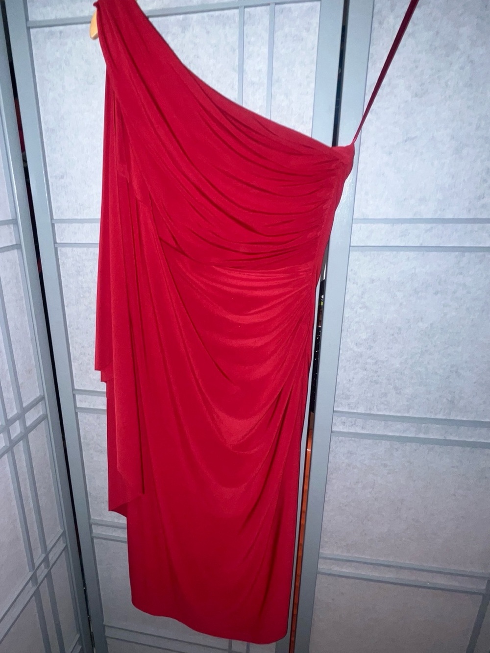 Ralph Lauren Red One-Shoulder Draped Cocktail Dress